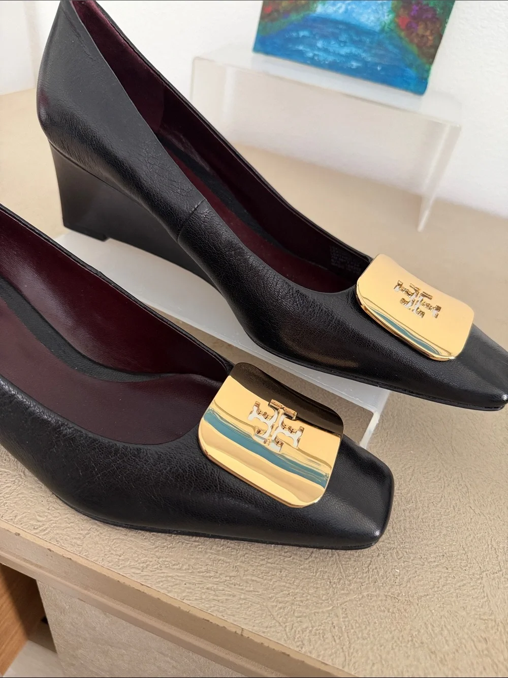 Tory Burch Georgia Wedge Pumps - Black